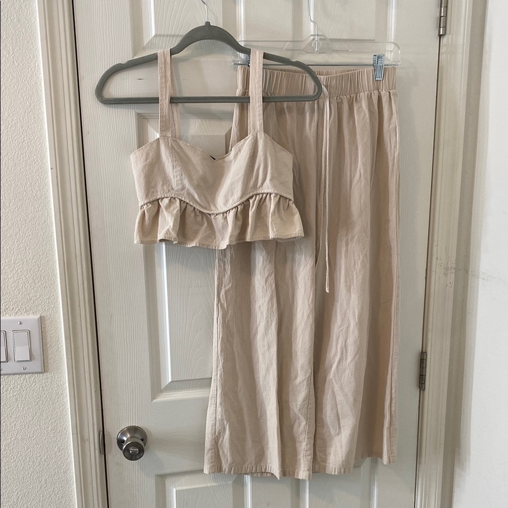 SHEIN Tan Midi Pencil Skirt Set Resort Wear